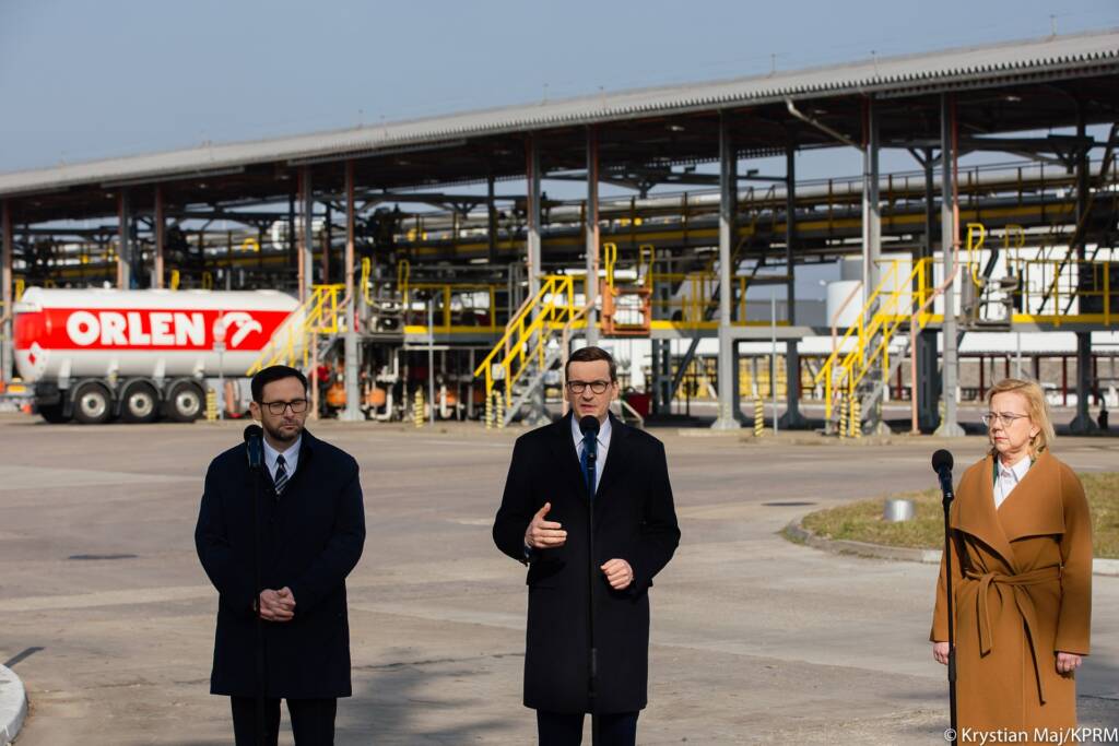 Konferencja prasowa premiera Morawieckiego, minister Moskwy i prezesa Obajtka. Fot. Krystian Maj/KPRM