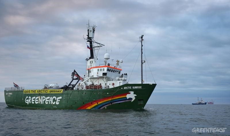Akcja przeciw wydobywaniu ropy przez Gazprom w Arktyce 18 wrz, 2013, © © Denis Sinyakov / Greenpeace