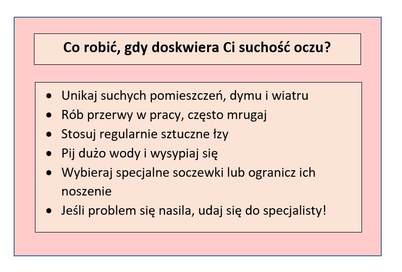 Tabela przedstawiająca sposoby prewencji i leczenia zespołu suchego oka; opracowanie własne