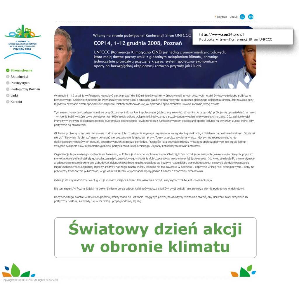 Fot.: Fałszywa strona: www.cop14.org.pl