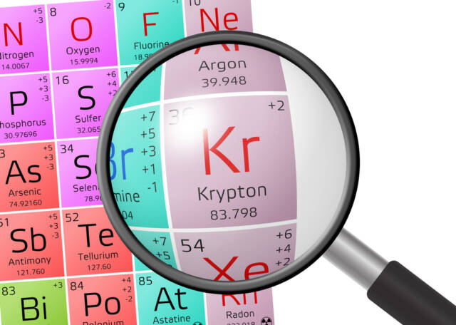 Krypton w układzie okresowym pierwiastków. Źródło: shutterstock