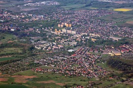 Widok z północnego wschodu na Piekary Śląskie, Polska.