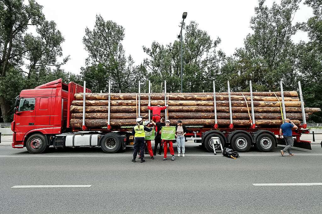 Tir z drewnem dla Tuska