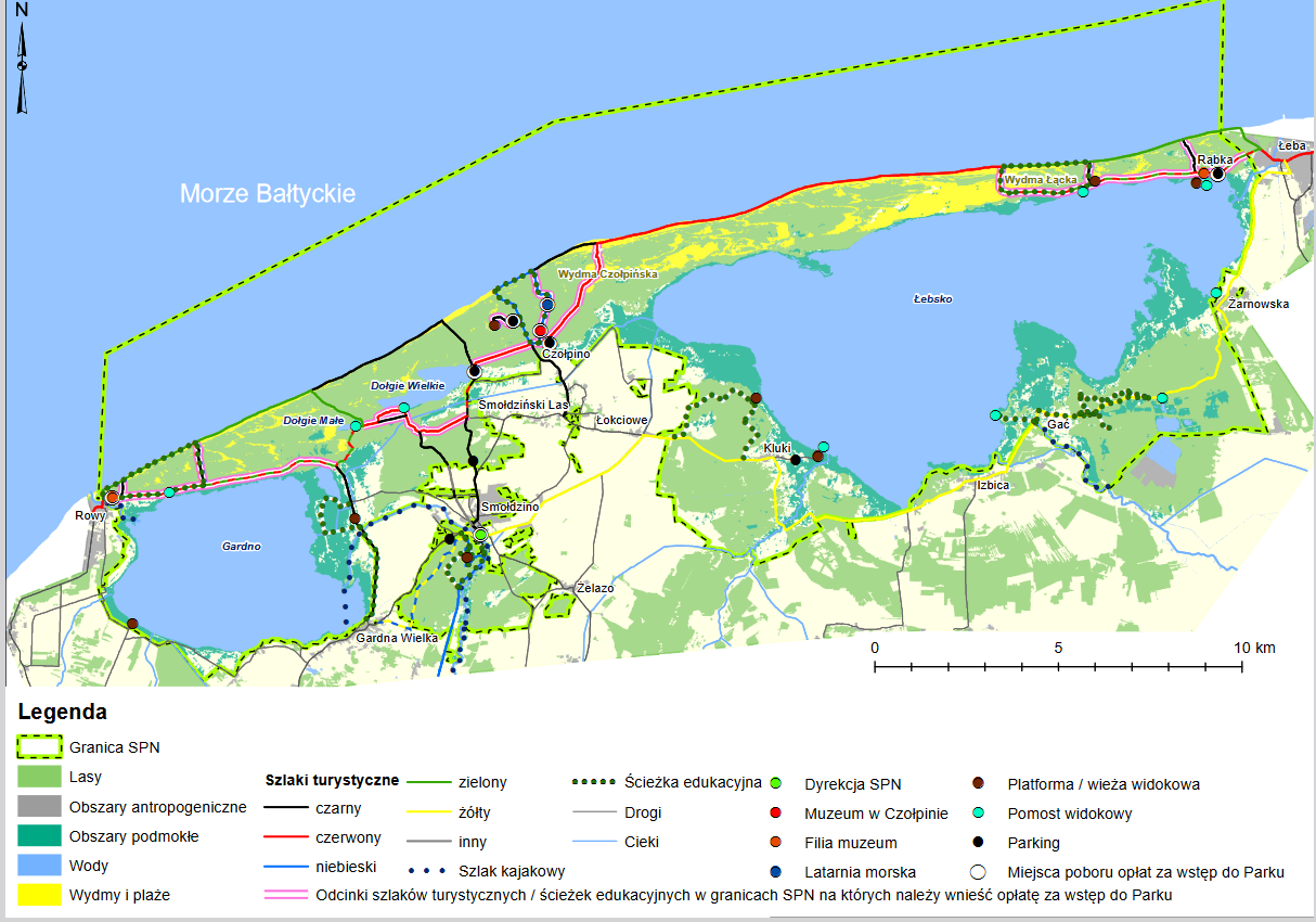 Mapa szlaków turystycznych w SPN