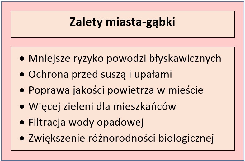Korzyści związane z realizacją koncepcji miasta-gąbki