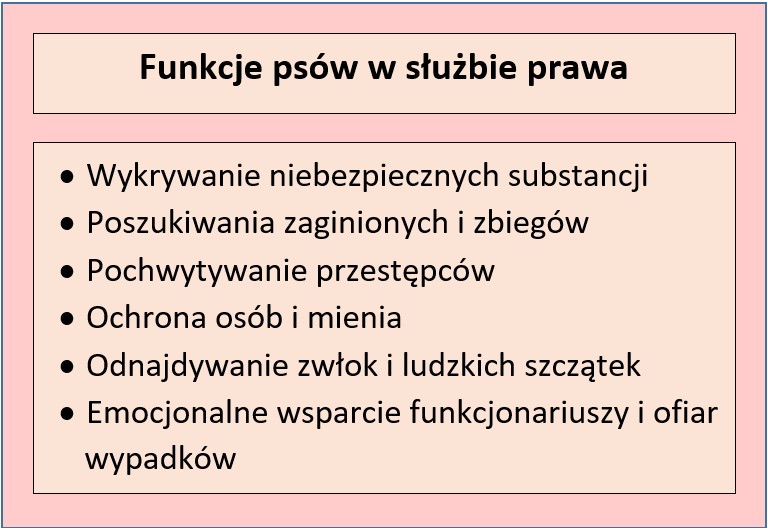 Zadania realizowane przez psy w służbie prawa