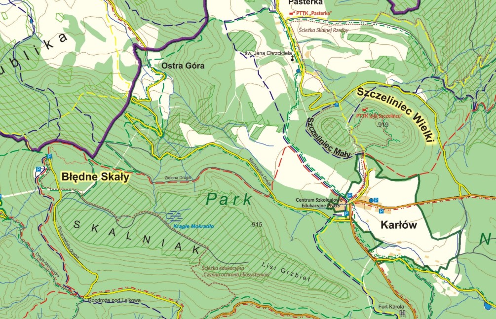 Mapy głównych szlaków turystycznych w PNGS