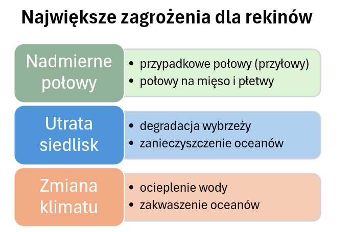 Diagram przedstawiający zagrożenia dla rekinów na świecie