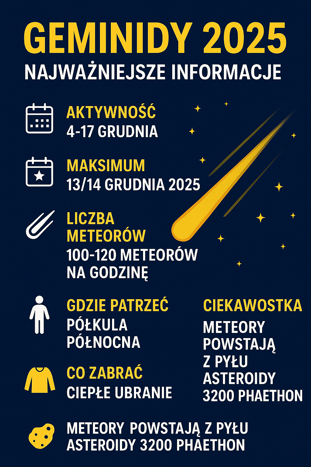 Geminidy 2025 -niezwykły deszcz spadających gwiazd